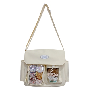 白色痛包学生党日常斜挎包包大容量初中生单肩书包女可放娃小挎包