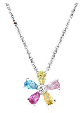 sunshifen彩色锆石小雏菊锁骨链