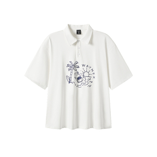 250g韦恩泽维尔加肥加大宽松大码男夏翻领卡通印花休闲POLO衫9109
