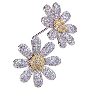 GD权志龙演唱会同款镶满锆雏菊向日葵耳钉S925银百搭简约轻奢耳环