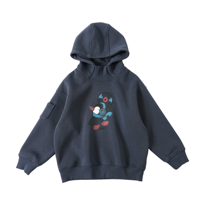 小新贝塔-耳机小企鹅~春秋新款针织奥粒绒连帽儿童卫衣