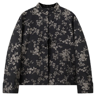 如意连云【颂莳】羊毛金丝提花夹棉外套女新中式国风真丝丝绒棉服