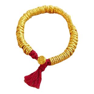 2025龙年红绳手链盘缠钱币手工锤纹叠戴手链编绳diy配件黄金串子