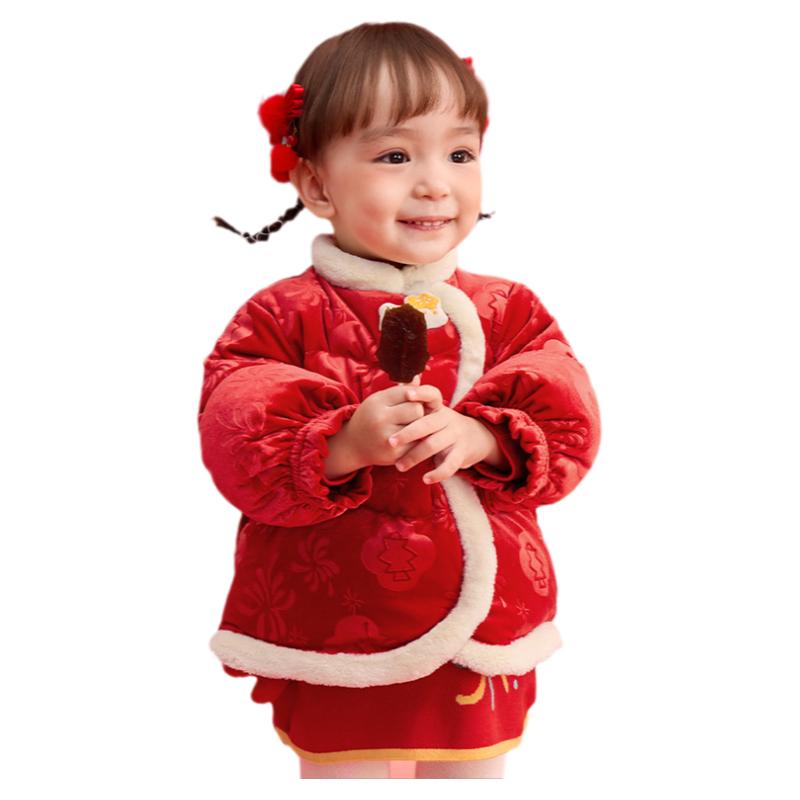 巴拉巴拉女童拜年服羽绒服中国风