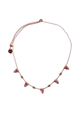 高贵的玫瑰金粉水滴公主项链！