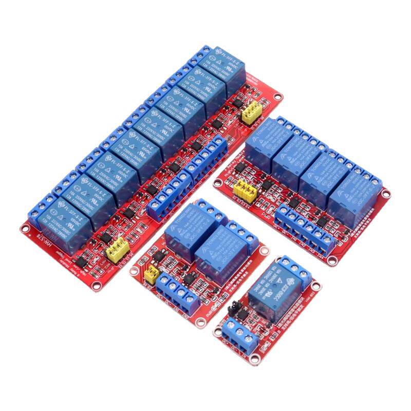 1/2/4/8路5V12V24V继电器模块带光耦隔离支持高/低电平触发开发板