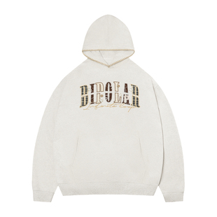 BIPOLAR三拼复古蕾丝连帽卫衣美式休闲套头男女春秋外套宽松帽衫