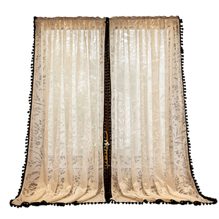 法式窗纱镂空透光不透人纱帘成品窗帘中古风隔断帘免打孔窗帘门帘