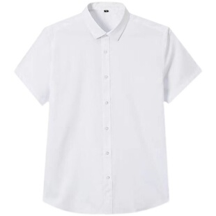 白色衬衫男长袖方领商务正装工作服简约新款伴郎结婚衬衣工服长袖