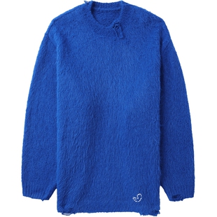 IT ADER error女装圆领毛绒针织衫新款时尚亮眼宽松薄毛衣304BLXL