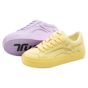 鮀品黄紫鸳鸯板鞋女2025秋冬新款多巴胺百搭厚底休闲运动面包鞋子