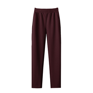 中年妈妈秋冬季新款高级感直筒加厚加绒长裤女装休闲高腰松紧裤子