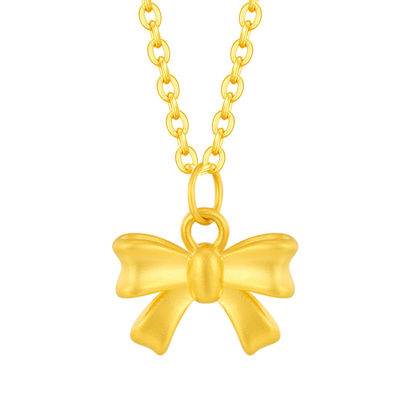 水贝黄金蝴蝶结吊坠饰送女友老婆