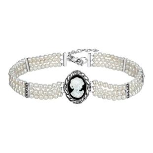 MGS/曼古银卡梅奥美人复古颈链黑玛瑙珍珠项链独特高级感精致银饰