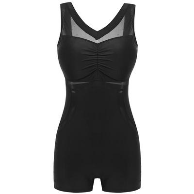 温泉热浪新款v领平角塑身游泳衣