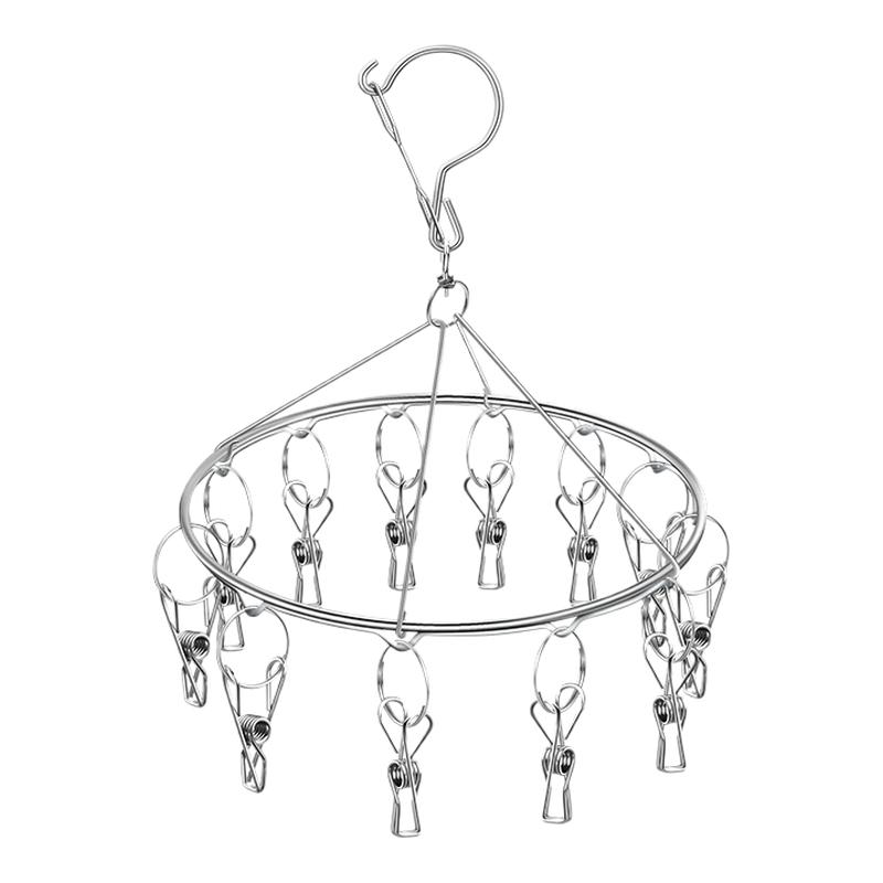 不锈钢多夹子晾衣架多功能防风学生袜子架袜子夹晒袜子内衣裤12夹