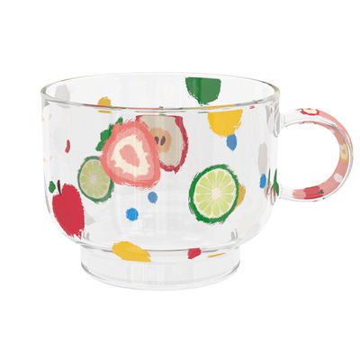 ezicok玻璃杯高硼硅玻璃水杯卡通牛奶杯夏日冷饮杯果汁杯家用杯子