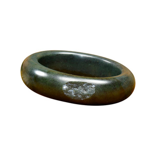 紫润轩新疆和田玉手镯戈壁料糖青青花留皮55MM密度之王戈壁籽镯