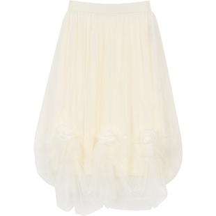 妖精的口袋米白色甜美网纱半身裙女2026春夏新款蓬蓬裙公主裙长裙