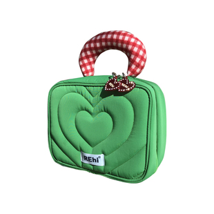 REhi 闪亮桃心大容量化妆包手提收纳包女ins洗漱包出游旅行礼物