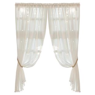 白色提花纱纱帘美式法式阳台厨房短帘半帘门帘卧室飘窗魔术贴窗帘