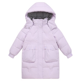 2025新款正品ABC中大女童羽绒服90白鸭绒加厚中长款洋气冬季外套
