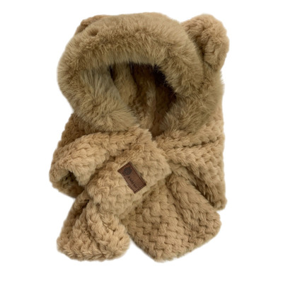 韩版女冬季毛绒包头帽帽围一体