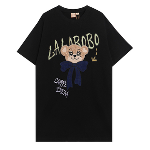 【商场同款】LALABOBO25年纯棉休闲裙子女新款可爱宽松T恤连衣裙