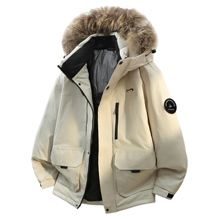 贵人鸟连帽羽绒服男款冬季2026年工装棉服男士派克服爸爸冬装棉袄