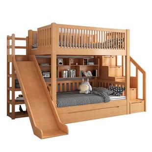 上下铺双层床儿童高低床子母高架床全实木滑梯组合上床下空上下铺