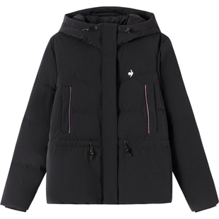 乐卡克法国公鸡秋冬女款高蓬松印花保暖百搭短羽绒服