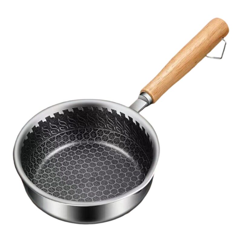 不锈钢蜂窝煎锅不粘锅家用热油泼奶锅