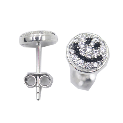 wbj定制珠宝满镶笑脸嘻哈耳钉银