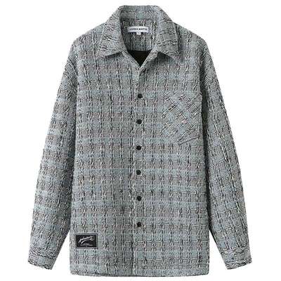 ANDREA MARTIN冬新款蓝色中性风男女小香风编织外套