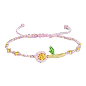 周大生有钱花黄金手链玫瑰花足金硬金转运珠手绳生日礼物送女生