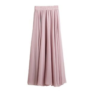 新疆舞540度大摆高腰舞蹈长裙8米大摆沙滩裙三层雪纺半身裙A字裙