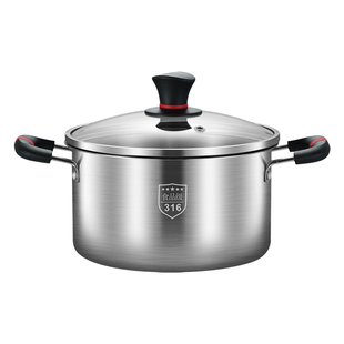 加厚316不锈钢汤锅一体成型食品级家用小锅蒸煮炖双耳大煮锅燃气