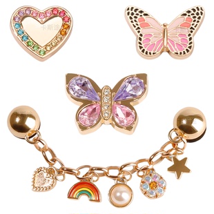 Crocs卡骆驰智必星配件洞洞鞋花洞洞鞋配饰金属质感碟心虹梦鞋扣