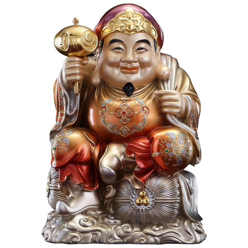 纯铜大黑天财神菩萨坐像供奉摆件