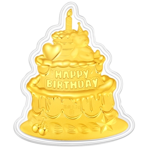潮宏基第1桶金生日快乐蛋糕摆件