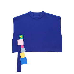 小蜜糖童装儿童针织马甲秋冬设计感背心男童女童坎肩宝宝蓝色毛衣