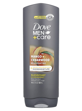 多芬,Men + Care, Body + Face Wash, Mango + Cedarwood