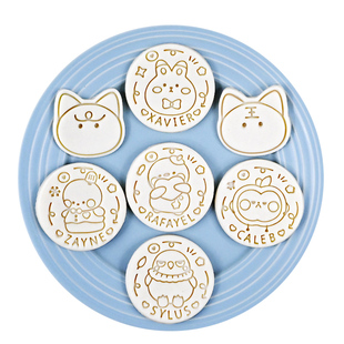 恋与深空圆形饼干模具兔球球吧唧秦彻沈星回烘焙石塑黏土印花模具