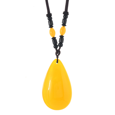 民族风琥珀蜜蜡项链无事牌吊坠