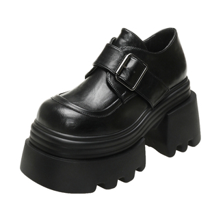 10cm内增高女鞋2025秋冬新款厚底小个子百搭小皮鞋高跟显瘦乐福鞋