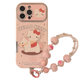 网红可爱卡通HelloKitty适用iPhone16pro手机壳苹果17Air新款15promax小羊皮14自带镜头膜13高级12女生保护套