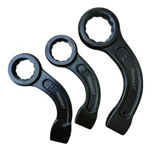 虎工敲击弯柄梅花扳手重型曲柄开口捶打加强型锻压单头大扳手