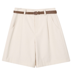 【爆款百搭】伊芙丽outlets店竹纤维白色休闲短裤西装裤春夏女裤