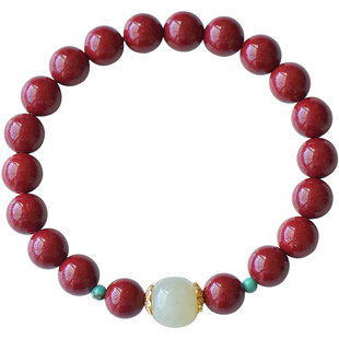 高纯度朱砂手串女款和田玉手链男天然正品原石红帝王紫金砂转运珠