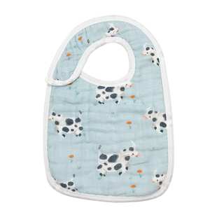 纳多果出口muslin纯棉纱布口水巾可调节三扣围嘴胖宝宝围兜子母扣